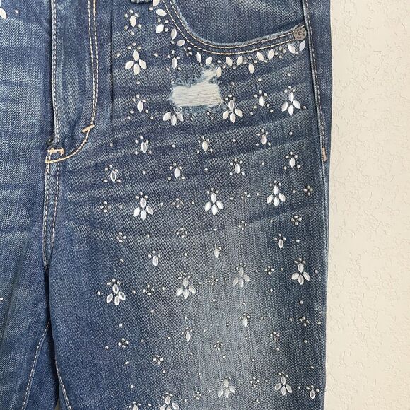 Abercrombie & Fitch Jeans Womens Size 4/27 Dark Wash Skinny Embellished Spring - Picture 5 of 11